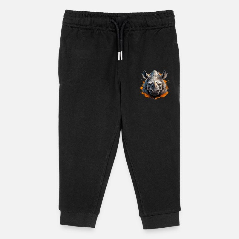 Wildes wütendes Tier Nashorn Motivation - Kinder Organic Jogginghose Mini Mover von Stanley/Stella - Schwarz