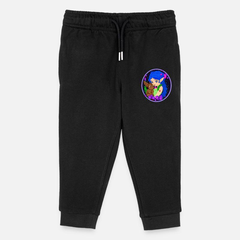 Elfe mit Hase - Kinder Organic Jogginghose Mini Mover von Stanley/Stella - Schwarz
