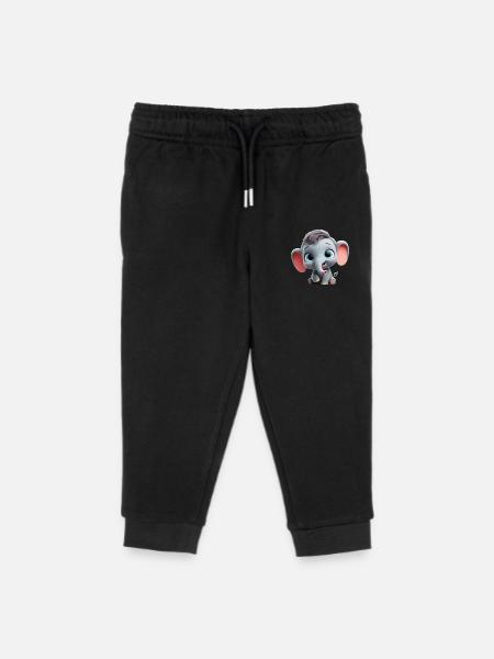 Pixar-Style Cartoon Elephant - Kinder Organic Jogginghose Mini Mover von Stanley/Stella - Schwarz