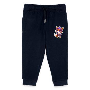 Superhero Fox - Cute Cartoon Sticker - Kids Organic Sweatpants by Stanley/Stella - navy - Front