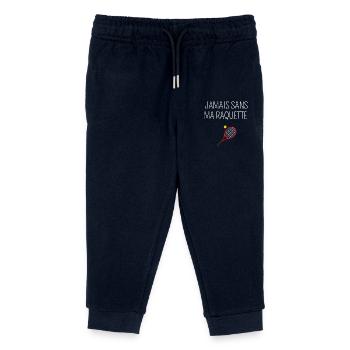 Jamais sans ma raquette - idée cadeau tennis - Pantalon de jogging enfant bio Stanley/Stella - marine - Devant