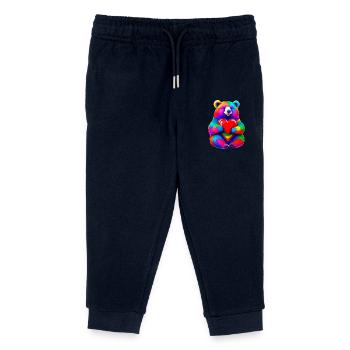 Rainbow Bear with Heart Colorful - Kids Organic Sweatpants by Stanley/Stella - navy - Front
