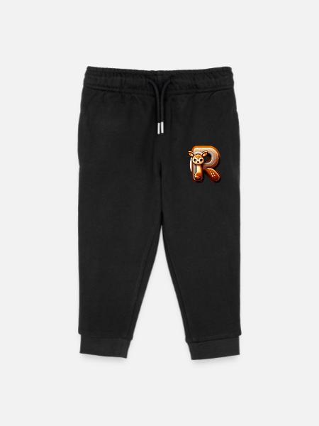 Cute deer in letter R - Kids Organic Sweatpants by Stanley/Stella - black