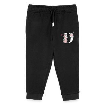 Buchstabe d rosa Blumen - Kinder Organic Jogginghose Mini Mover von Stanley/Stella - Schwarz - Vorne