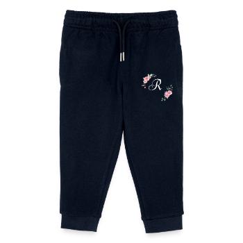Pink floral letter r - Kids Organic Sweatpants by Stanley/Stella - navy - Front