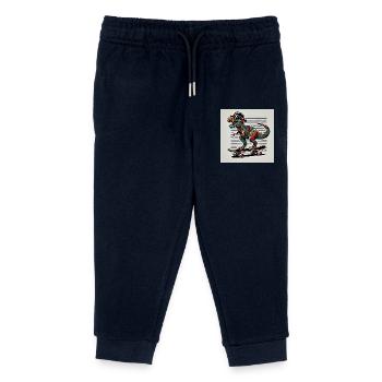 Skater-Saurus Rex - Kinder Organic Jogginghose Mini Mover von Stanley/Stella - Navy - Vorne