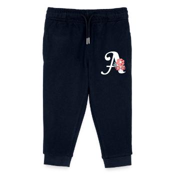 Minimalistischer Blumenbrief - Kinder Organic Jogginghose Mini Mover von Stanley/Stella - Navy - Vorne