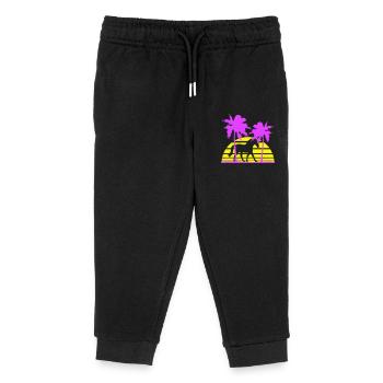 Horse Riding Lines Rider Sun Palm Trees Silhouette - Kids Organic Sweatpants by Stanley/Stella - black - Front