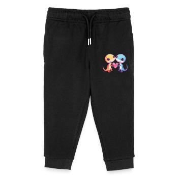 Lézard Gecko Lézard Couple Amour Saint Valentin - Pantalon de jogging enfant bio Stanley/Stella - noir - Devant