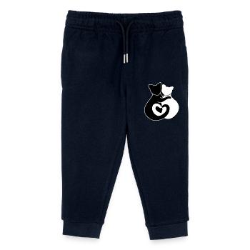 hugging cats - Kids Organic Sweatpants by Stanley/Stella - navy - Front