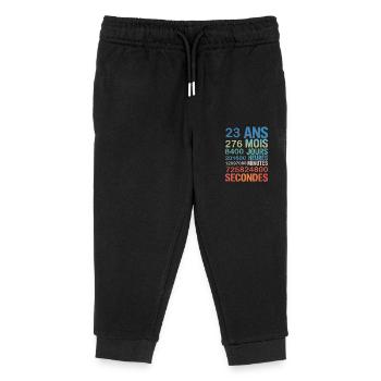 23 ans de vie – chaque seconde compte - Kids Organic Sweatpants by Stanley/Stella - black - Front