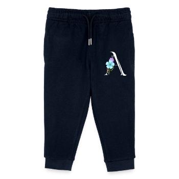 Elegant letter 'A' with flowers - Kids Organic Sweatpants by Stanley/Stella - navy - Front