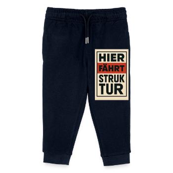 Hier fährt Struktur 1930er Plakat - Kinder Organic Jogginghose Mini Mover von Stanley/Stella - Navy - Vorne