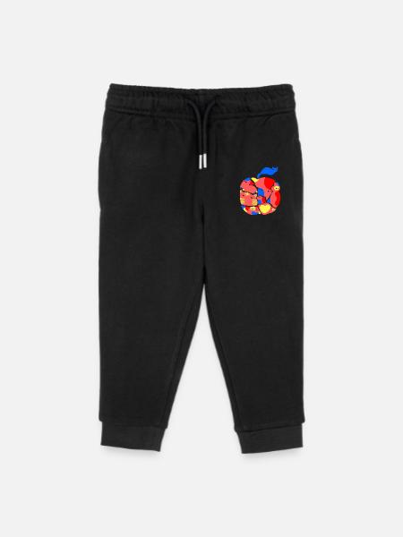 cat apple - Kids Organic Sweatpants by Stanley/Stella - black