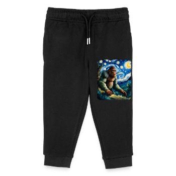 Big foot Painting Art Starry Night Van Gogh art - Kids Organic Sweatpants by Stanley/Stella - black - Front