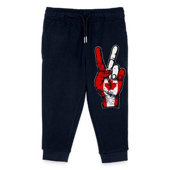 Canada Flag Peace Victory Symbol Used - Kids Organic Sweatpants by Stanley/Stella - navy - Front