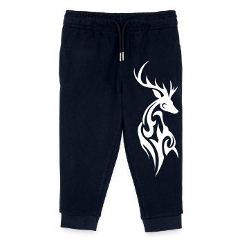 Tribal Hirsch Silhouette - Kinder Organic Jogginghose Mini Mover von Stanley/Stella - Navy - Vorne