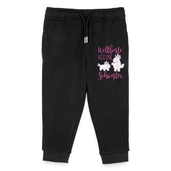 Weltbeste Kleine Schwester Einhorn Mädchen pink - Kinder Organic Jogginghose Mini Mover von Stanley/Stella - Schwarz - Vorne