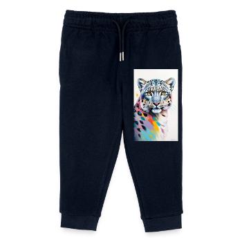 Snow Leopard | Leopard | Predator - Kids Organic Sweatpants by Stanley/Stella - navy - Front