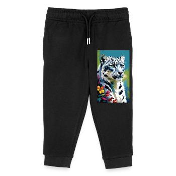 Snow Leopard | Leopard | Predator - Kids Organic Sweatpants by Stanley/Stella - black - Front