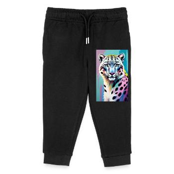 Snow Leopard | Leopard | Predator - Kids Organic Sweatpants by Stanley/Stella - black - Front