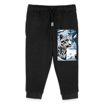 Snow Leopard | Leopard | Predator - Kids Organic Sweatpants by Stanley/Stella - black - Front