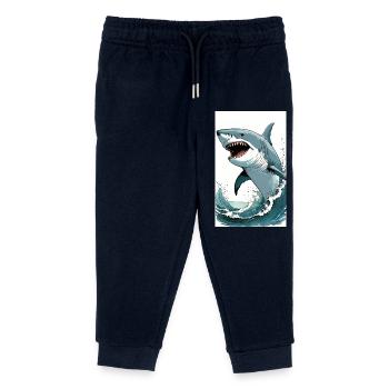 Shark | Great White Shark | Sea Creature | Fish - Kids Organic Sweatpants by Stanley/Stella - navy - Front