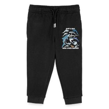 Just a boy who loves sharks - Kids Organic Sweatpants by Stanley/Stella - black - Front