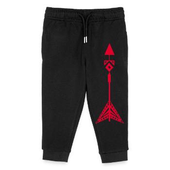 Red symbol of a Native American arrow - Kids Organic Sweatpants by Stanley/Stella - black - Front