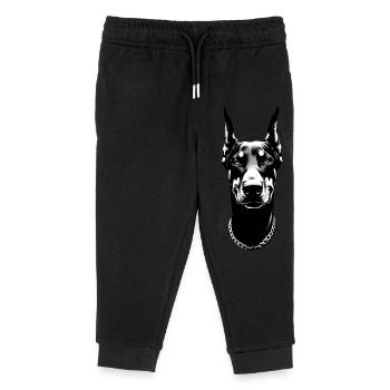 Doberman grins | Dog face - Kids Organic Sweatpants by Stanley/Stella - black - Front