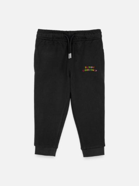 Sunny Vibes lettering embroidered - Kids Organic Sweatpants by Stanley/Stella - black