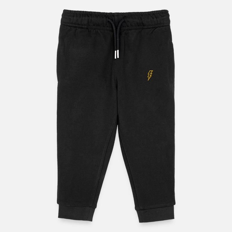 Embroidered lightning bolt - Kids Organic Sweatpants by Stanley/Stella - black