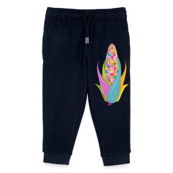 Bunter Pop-Art Mais in leuchtenden Farben - Kinder Organic Jogginghose Mini Mover von Stanley/Stella - Navy - Vorne
