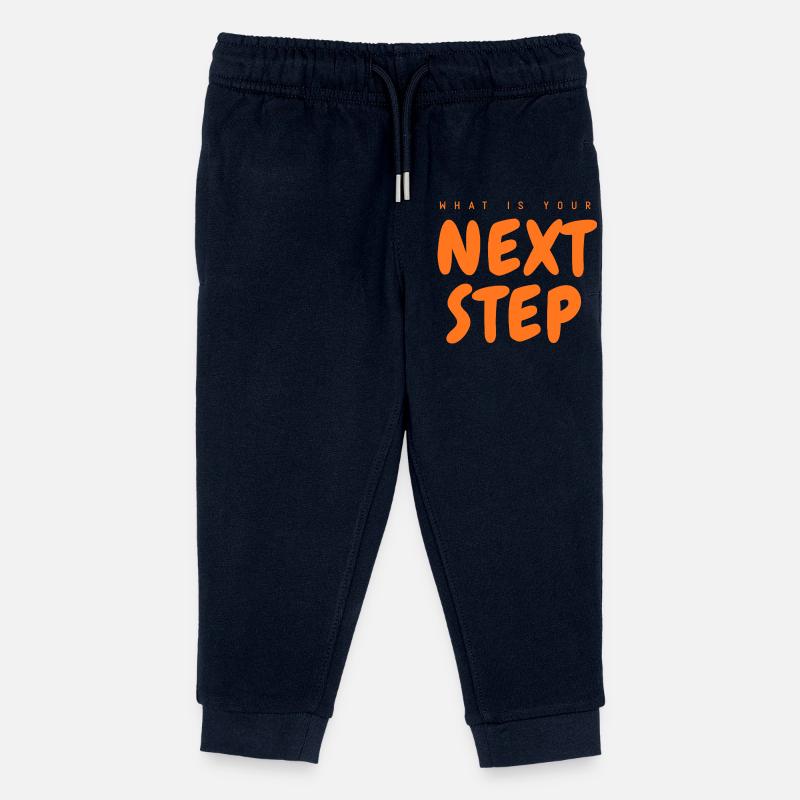 Next Step Orange Font, Next Step - Kids Organic Sweatpants by Stanley/Stella - navy