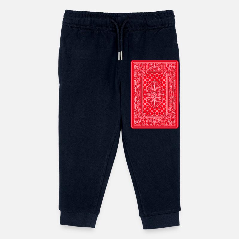 Geometric Playing Card Vector Art Red - Kids Organic Sweatpants by Stanley/Stella - navy