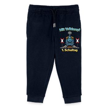Dampflok 1. Schultag Einschulung - Kinder Organic Jogginghose Mini Mover von Stanley/Stella - Navy - Vorne