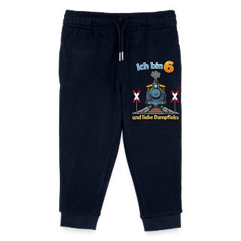 Ich bin 6 und liebe Dampflok - Kinder Organic Jogginghose Mini Mover von Stanley/Stella - Navy - Vorne