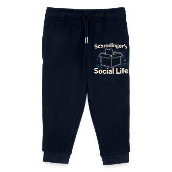 Schrödinger's Social Life | Physics Cat - Kids Organic Sweatpants by Stanley/Stella - navy - Front