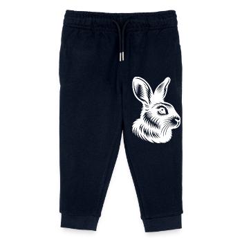 Hasen Porträt mit großen Ohren Tattoo Style - Kinder Organic Jogginghose Mini Mover von Stanley/Stella - Navy - Vorne