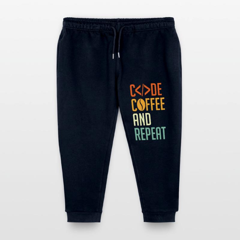Coder Spruch Code Coffee and Repeat Kids Organic Sweatpants by Stanley/Stella