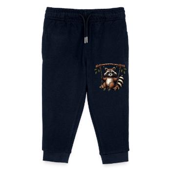 Waschbär auf Schaukel nachdenklich Spielplatz - Kinder Organic Jogginghose Mini Mover von Stanley/Stella - Navy - Vorne