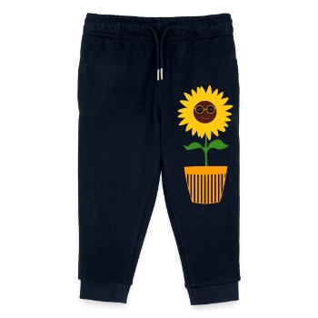 70s Flower Pattern Sunflower - Kids Organic Sweatpants by Stanley/Stella - navy - Front