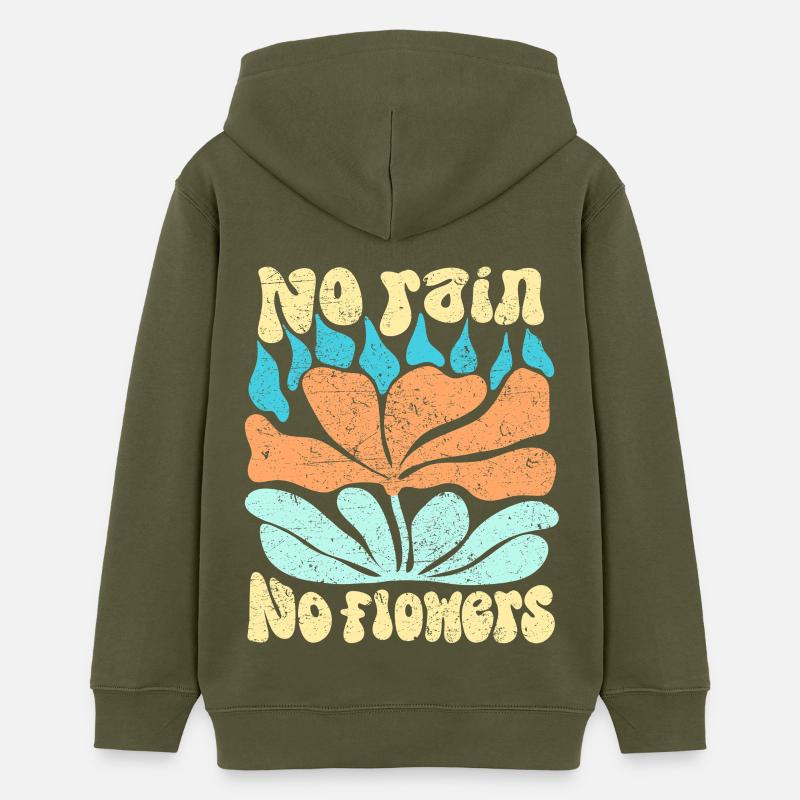 Pas de pluie pas de fleurs design abstrait pour les jardiniers - Sweat à capuche ado bio Stanley/Stella - kaki
