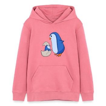 Pinguin mit Baby Pinguin - Teenager Organic Hoodie Mini Cruiser von Stanley/Stella - Pink  - Vorne - AI Model Teenager Female dark (150cm)
