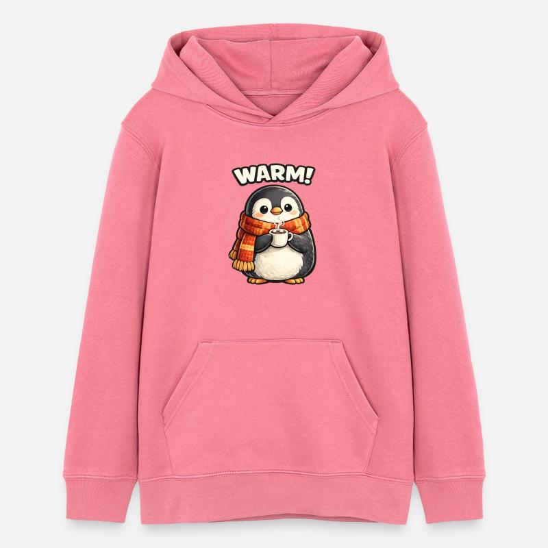 Réchauffer le manchot avec du café - Sweat à capuche ado bio Stanley/Stella - rose 