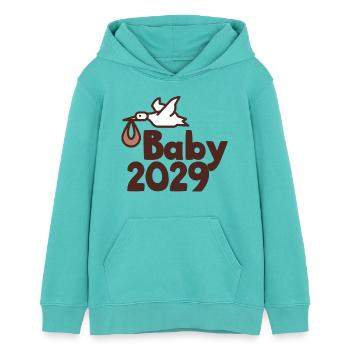 Storch Baby 2029 - Teenager Organic Hoodie Mini Cruiser von Stanley/Stella - Poolblau - Vorne - AI Model Teenager Female light (150cm)