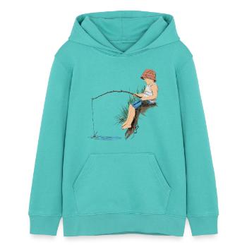 Angler - Teenager Organic Hoodie Mini Cruiser von Stanley/Stella - Poolblau - Vorne - AI Model Teenager Female light (150cm)