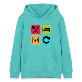 Eat Sleep Code Repeat Funny Quote Dev - Teens Organic Hoodie by Stanley/Stella - pool blue - Front - AI Model Teenager Female light (150cm)