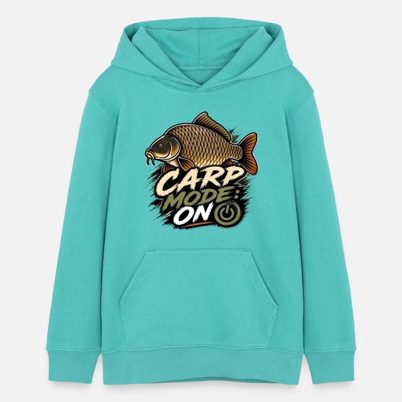 Mode Carpe ACTIVÉ – Chemise de pêche à la carpe drôle - Sweat à capuche ado bio Stanley/Stella - bleu piscine