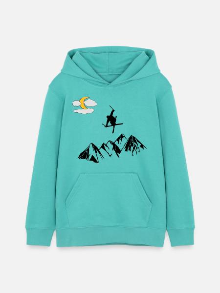 Berg mit Ski Freestyler - Teenager Organic Hoodie Mini Cruiser von Stanley/Stella - Poolblau